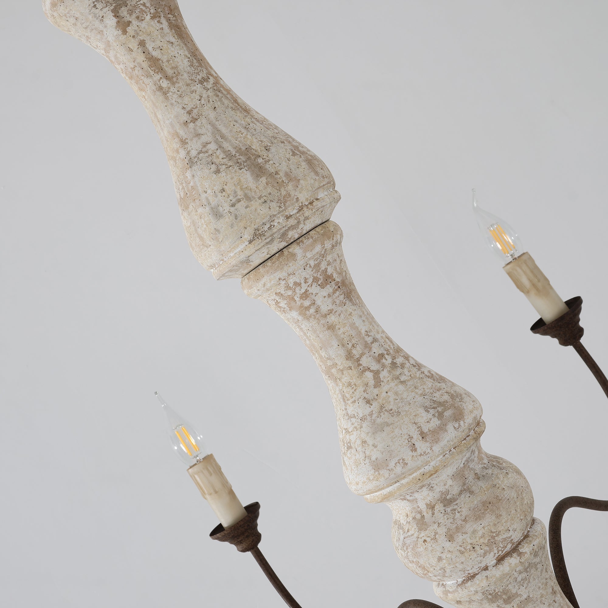 Emirel Vintage 8-Light Candle Wooden Metal Chandelier - Lamp Copper