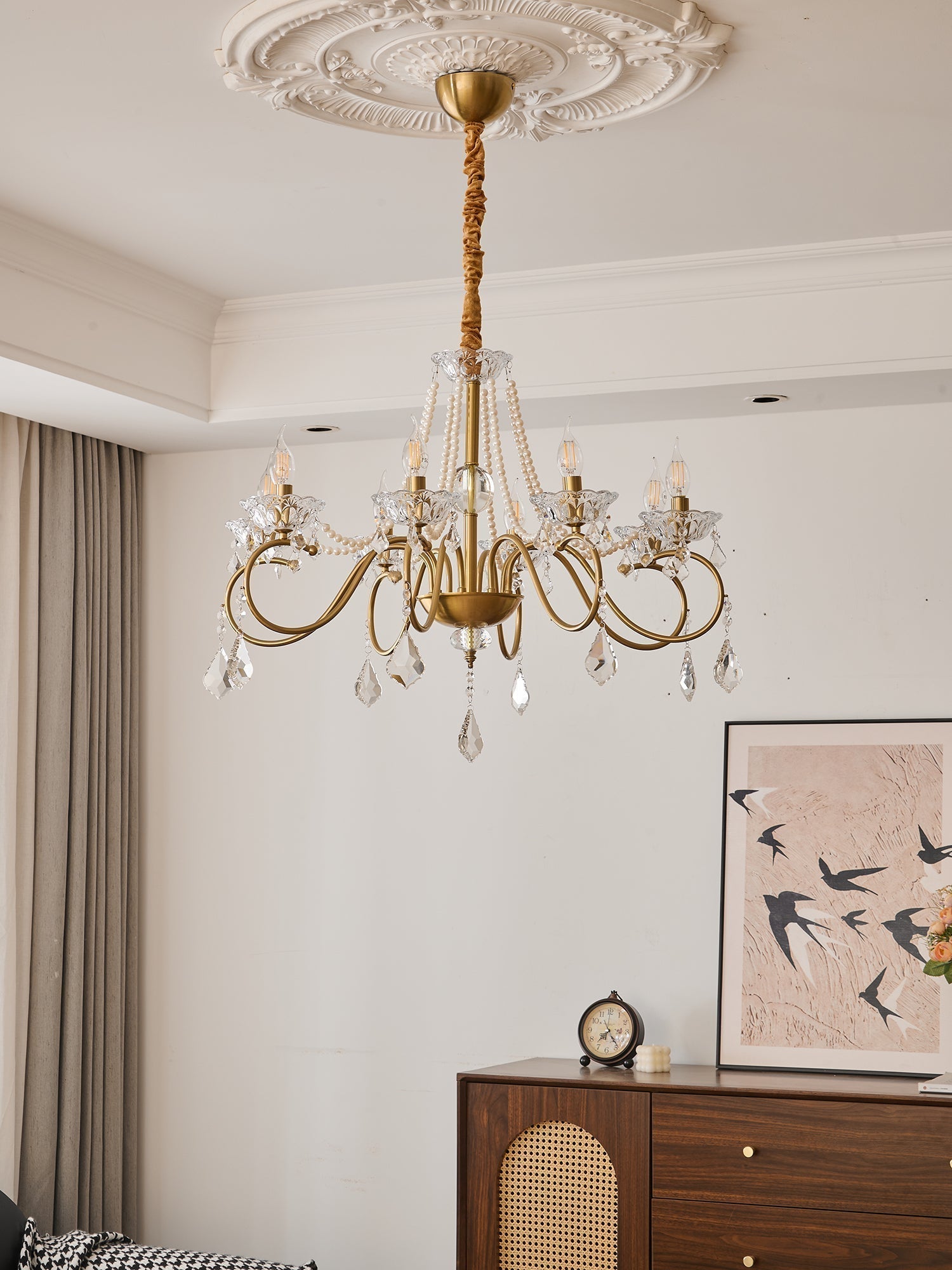 VelaeyraLustre Postmoderne de Luxe en Cristal et Perles - Neutralighting