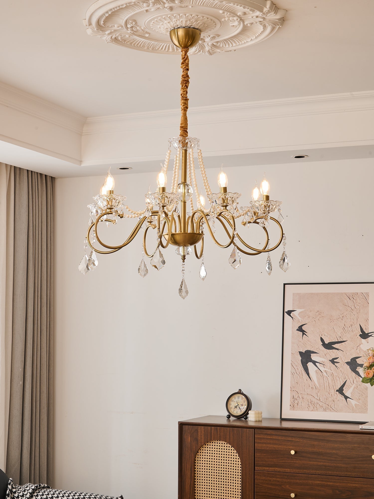 VelaeyraLustre Postmoderne de Luxe en Cristal et Perles - Neutralighting