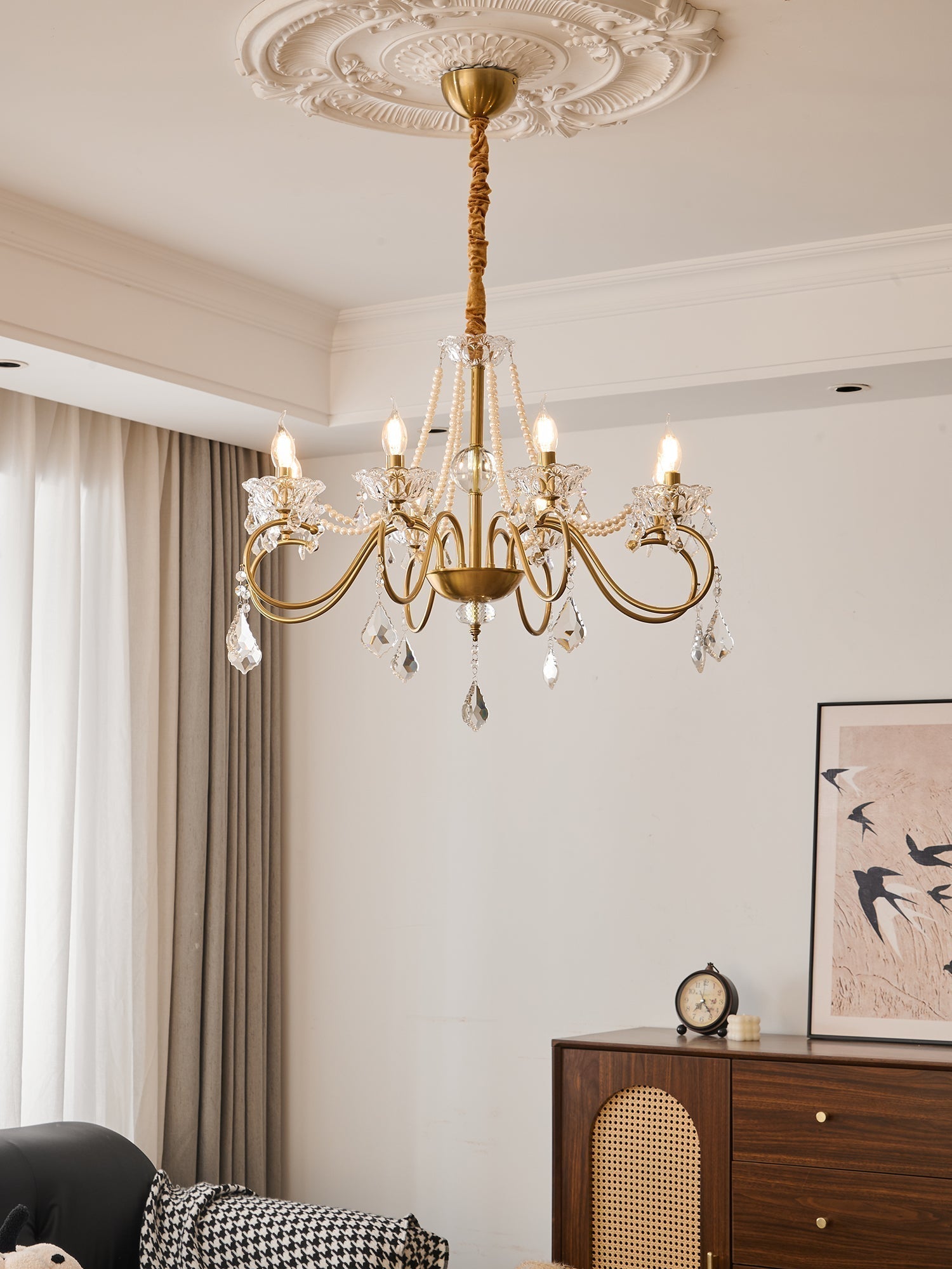 VelaeyraLustre Postmoderne de Luxe en Cristal et Perles - Neutralighting