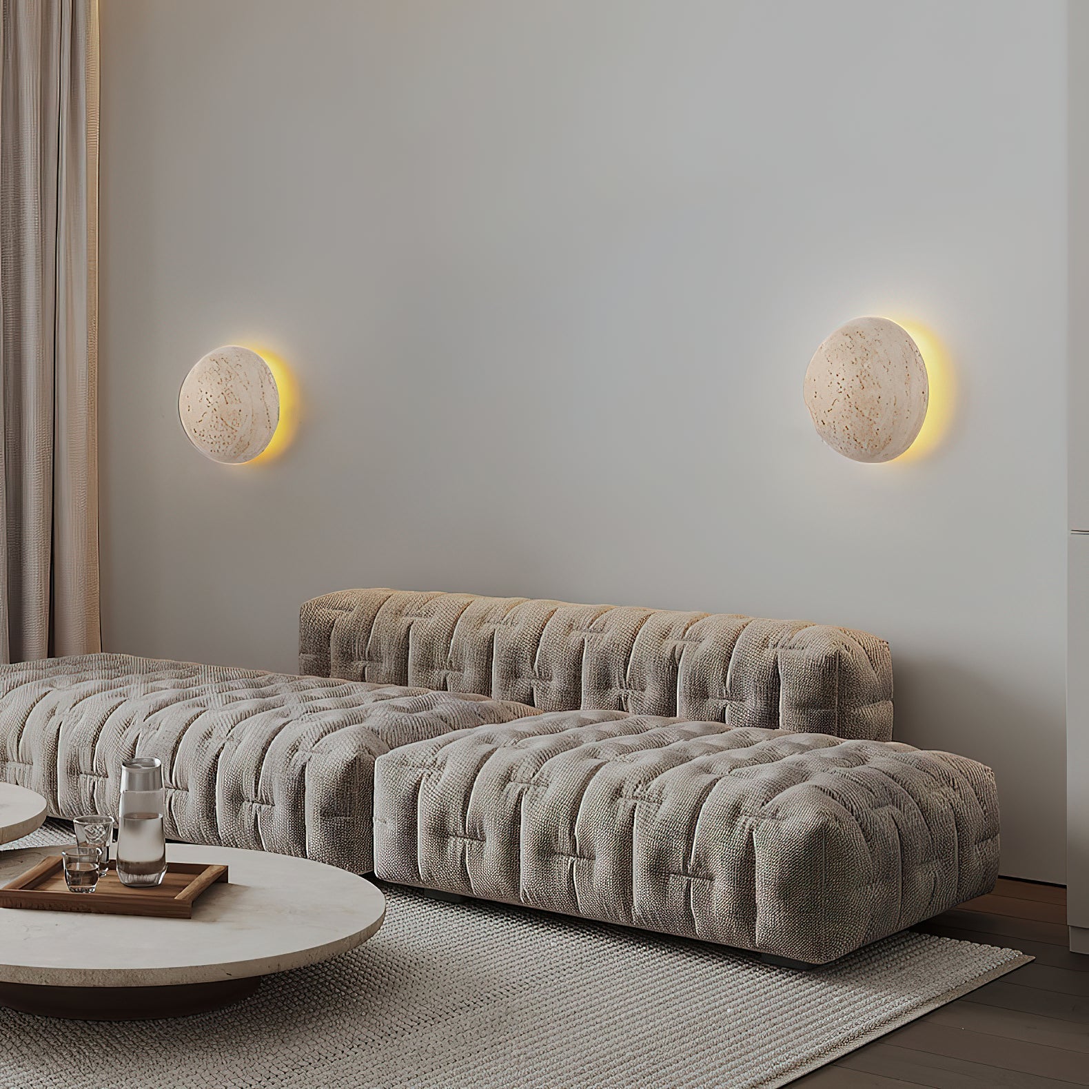 Cinorisra Modern Minimalist Stone Travertine Wall Lamp - Lamp Copper