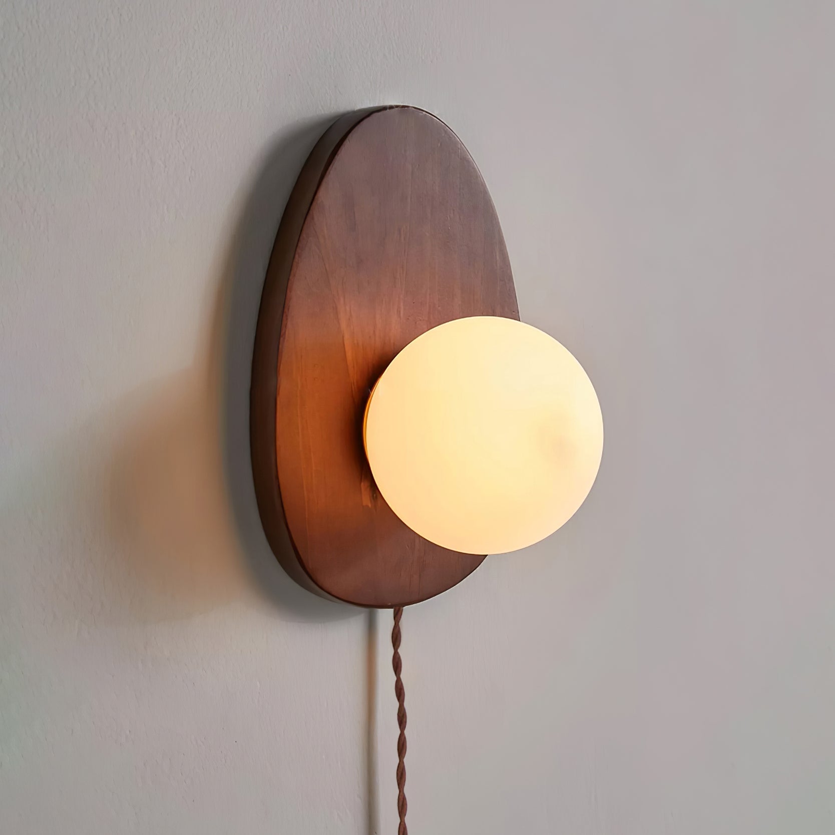 Nylaeiel Nordic Art Plug-in Walnut Glass Wood Wall Lamp - Neutralighting