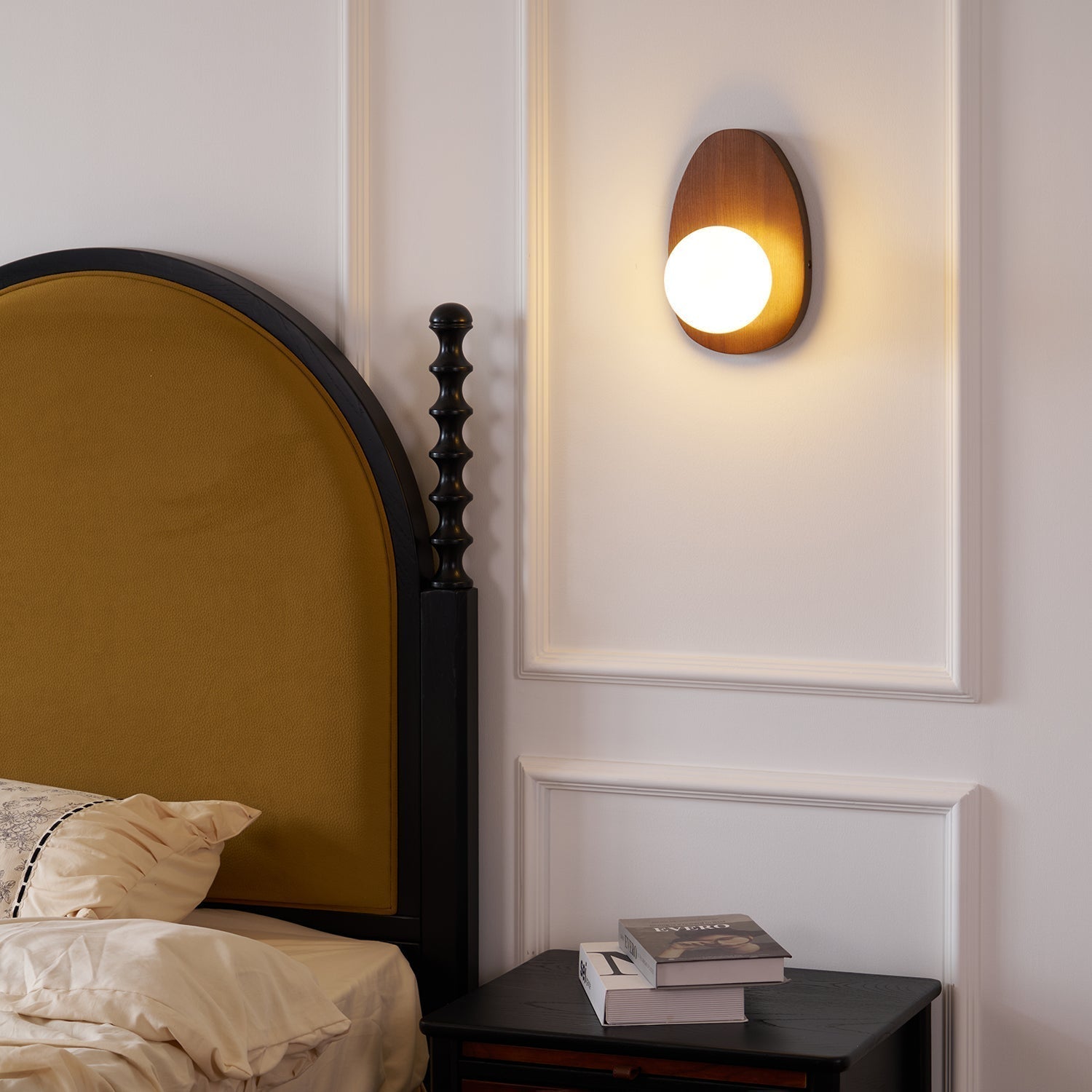 Nylaeiel Nordic Art Plug-in Walnut Glass Wood Wall Lamp - Neutralighting