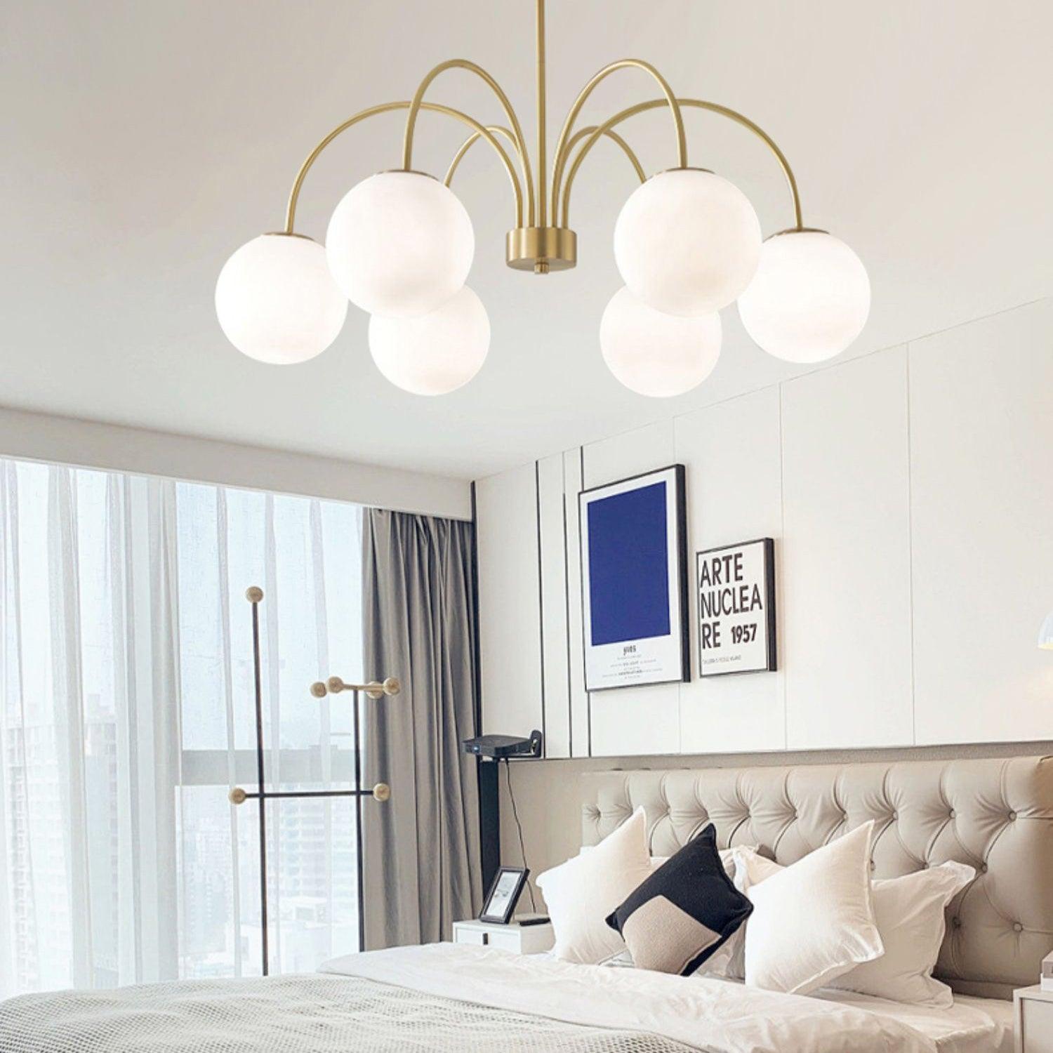 Lustra Chandelier Orillia Brass Globe Modern - Neutralighting