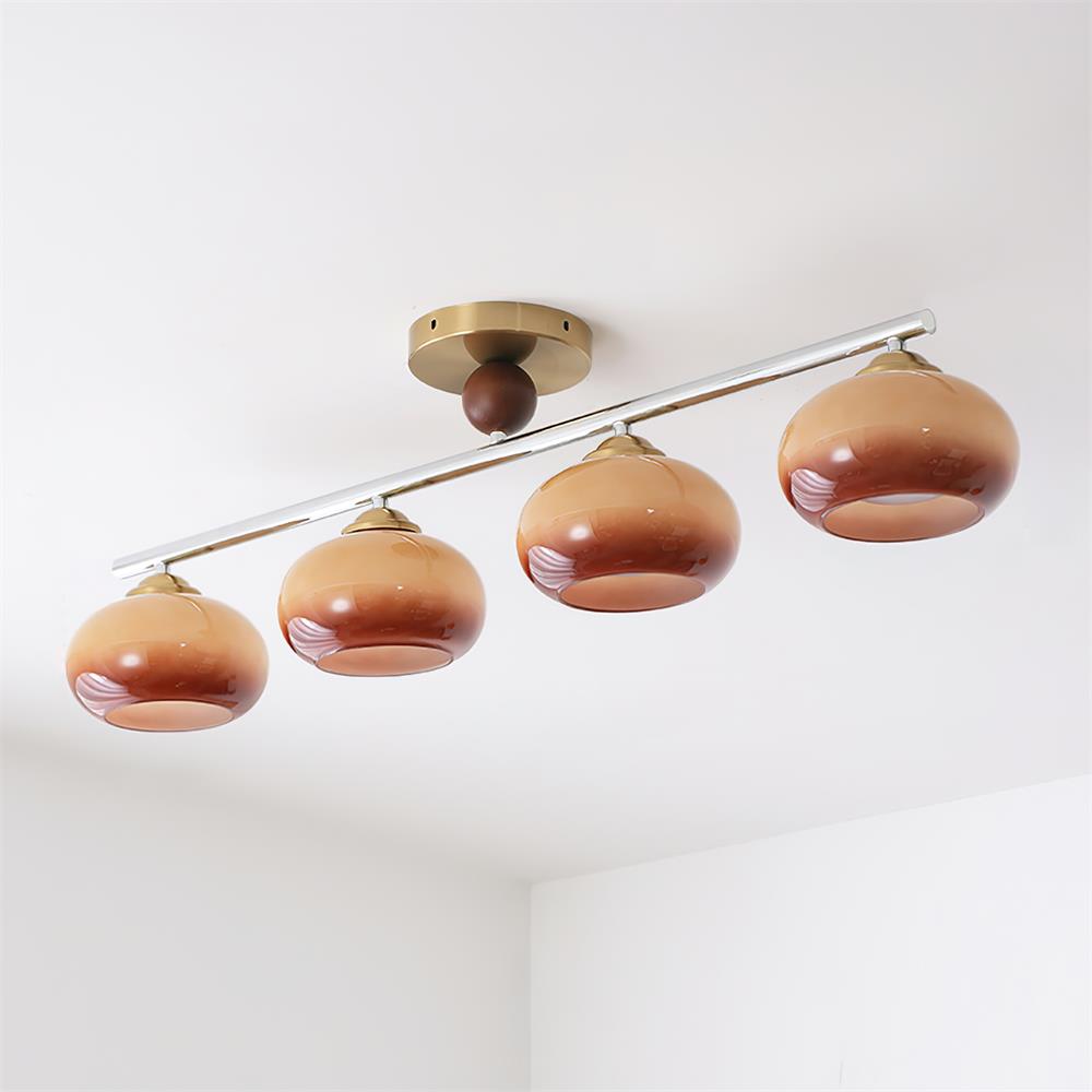Aubrelle Plafonnier Globe 4 Lumières Verre Ambre - Neutralighting