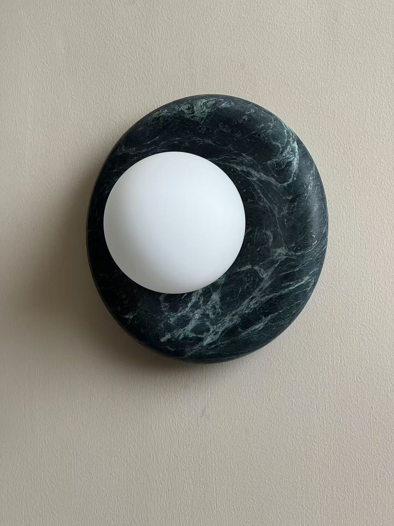 Cusorion Modern Minimalist Dark Green Marble Sconce Wall Lamp - Lamp Copper