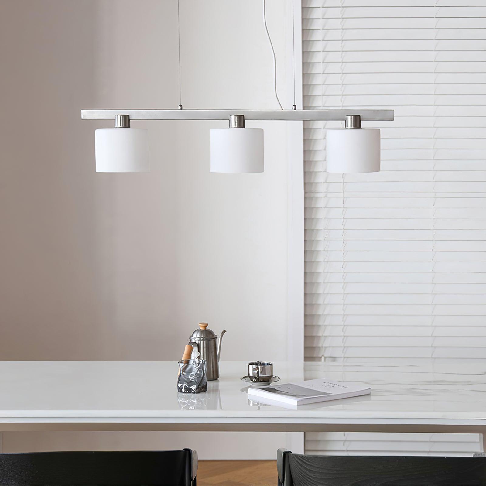 Arisha Suspension Linéaire Multi Moderne, Metal/Verre, Blanc, Chambre - Neutralighting