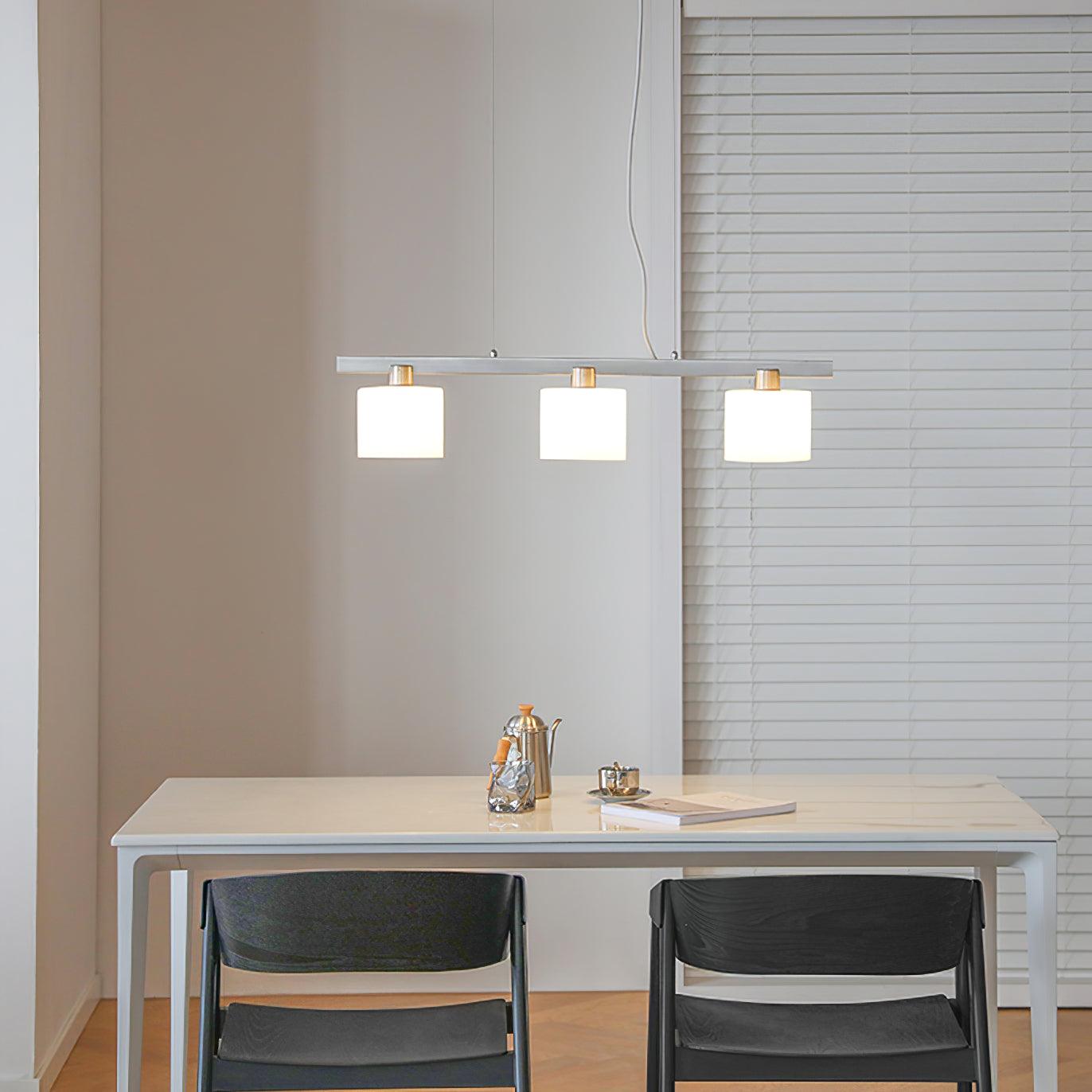 Arisha Suspension Linéaire Multi Moderne, Metal/Verre, Blanc, Chambre - Neutralighting