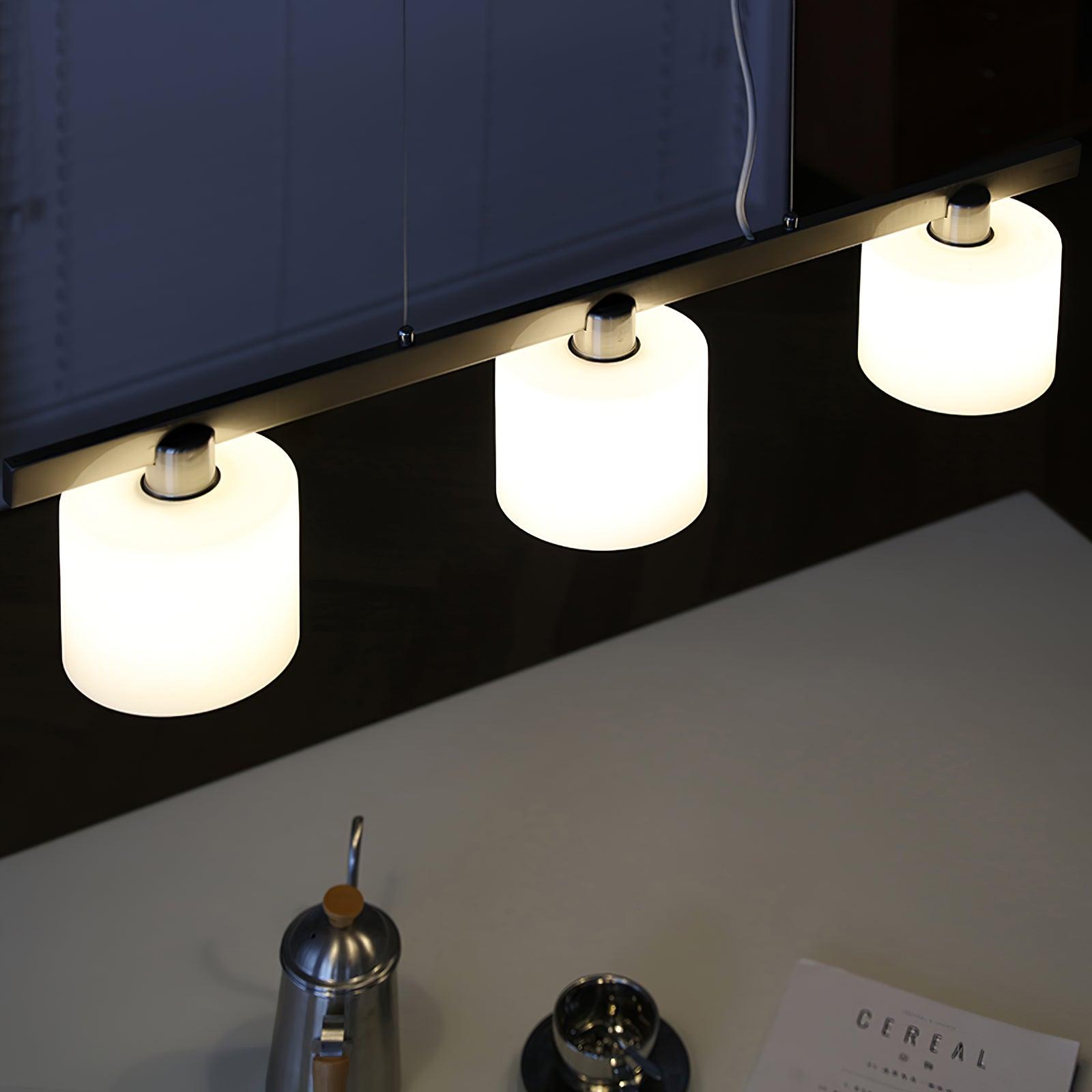 Arisha Suspension Linéaire Multi Moderne, Metal/Verre, Blanc, Chambre - Neutralighting