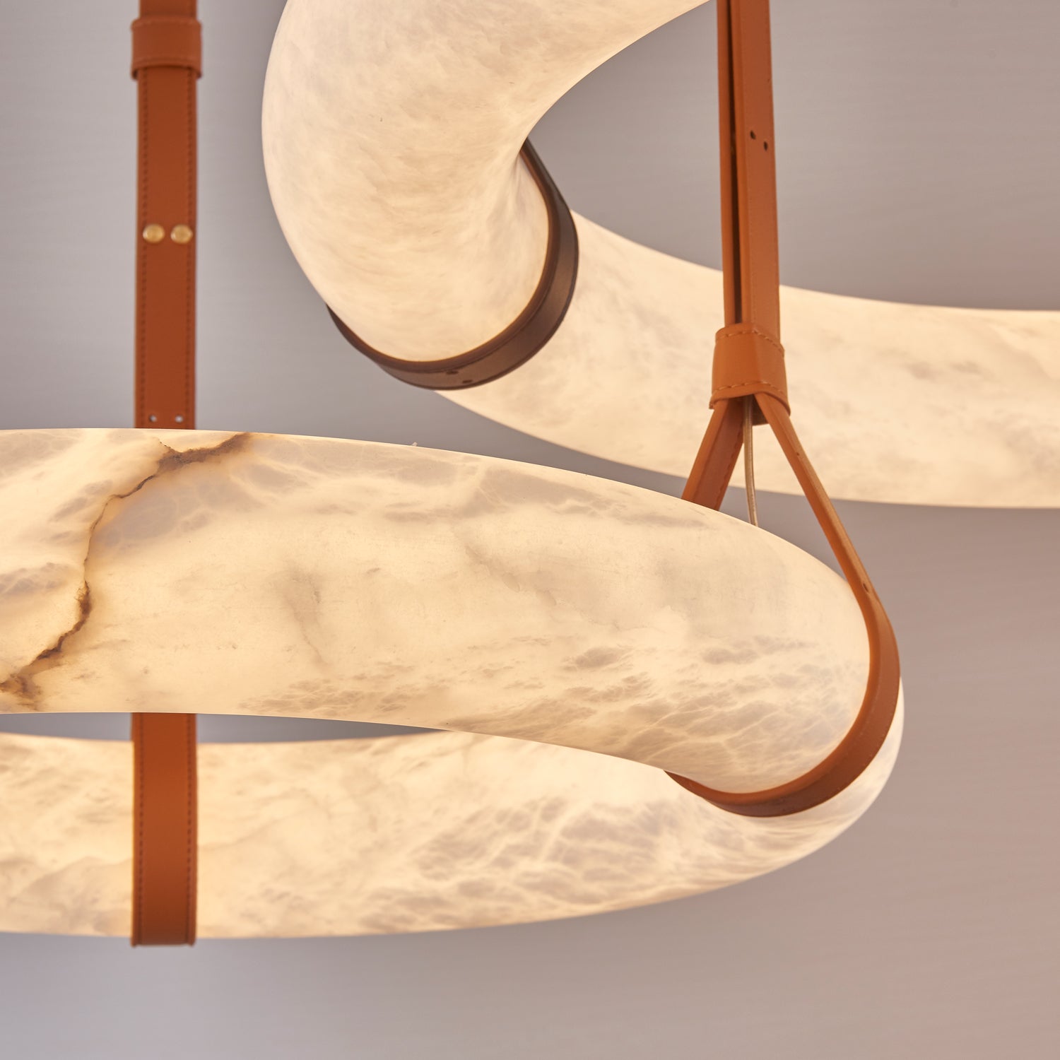 Luste Alabaster Chandeliers Ring Leather Strap Version B - Letslighting