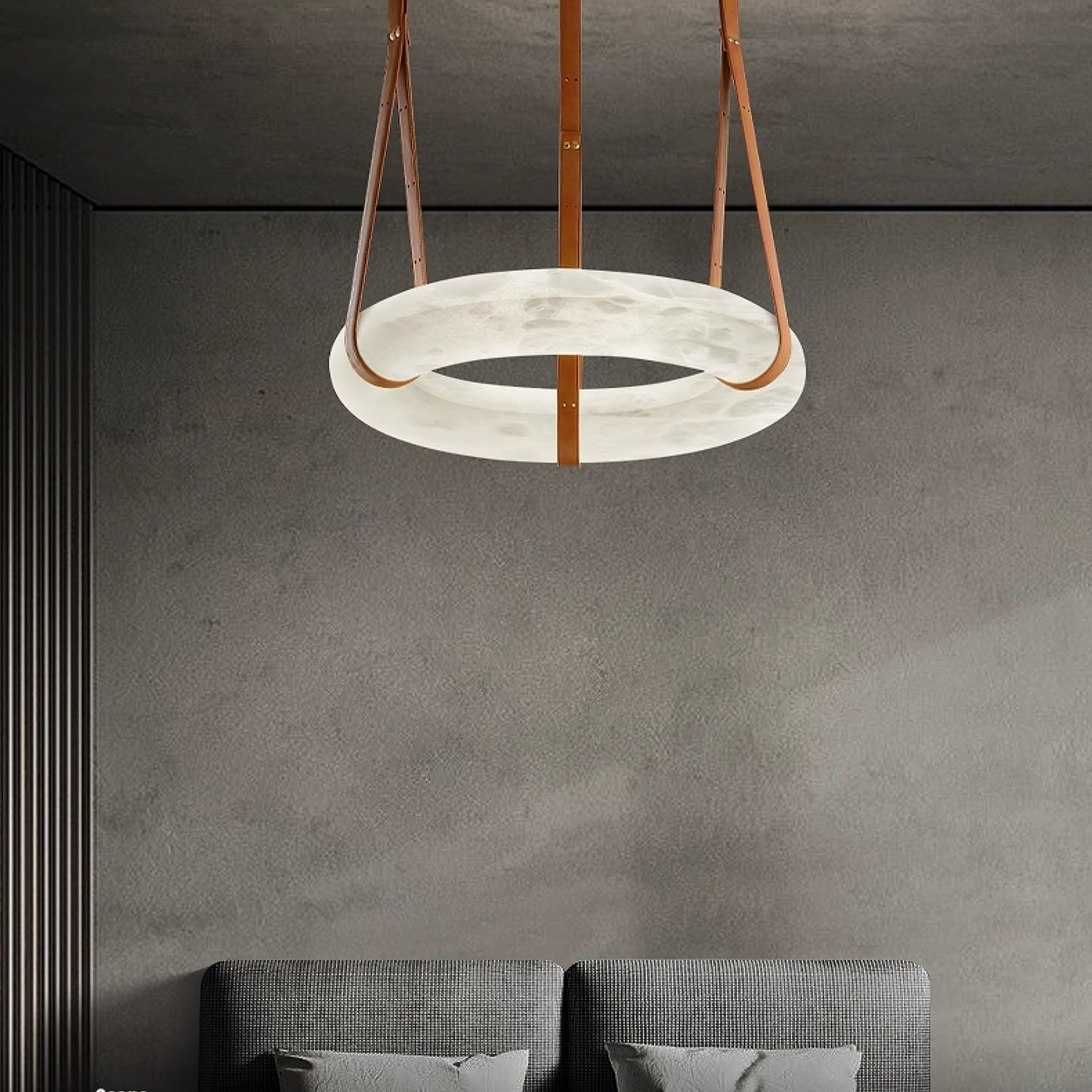 Luste Alabaster Chandeliers Ring Leather Strap Version B - Letslighting