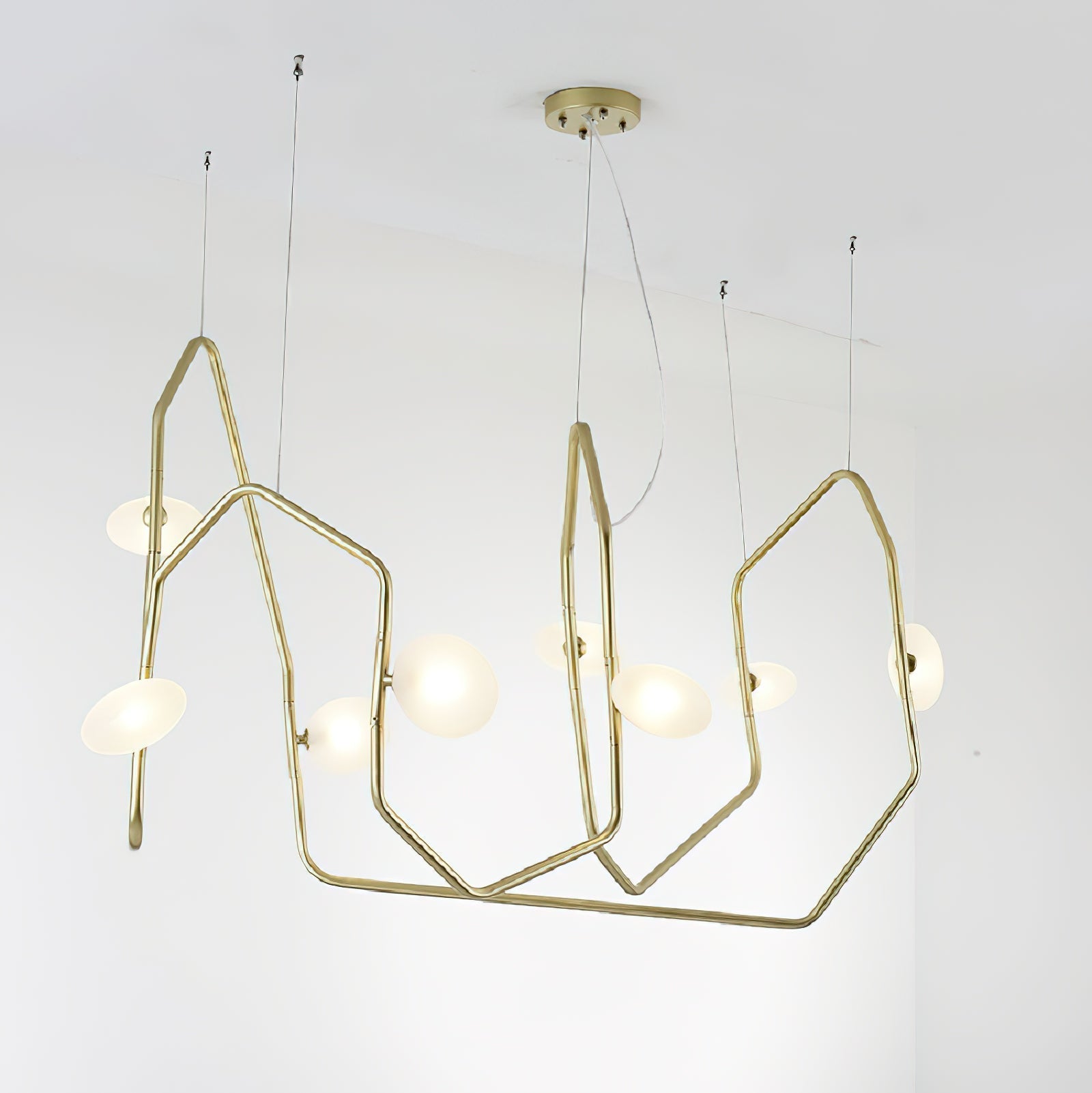 Aurvaryra Modern Minimalist Brass Glass Chandelier - Lamp Copper