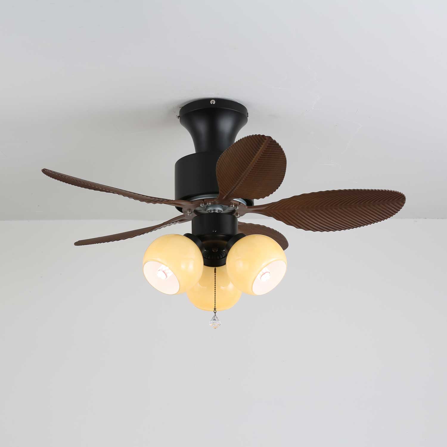 Plafonnier Ventilateur Althea Vintage en Bois, vue de dessus