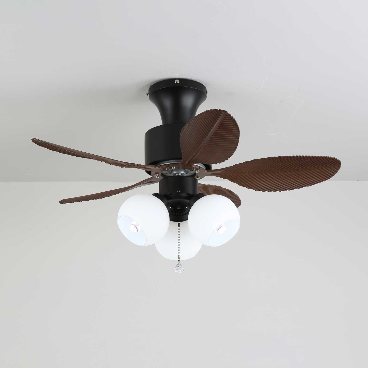 Plafonnier Ventilateur Althea Vintage en Bois, montrant les dimensions du produit