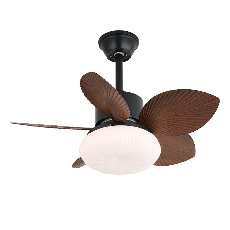 Vue latérale du Plafonnier Ventilateur Liora en Bois Tropical