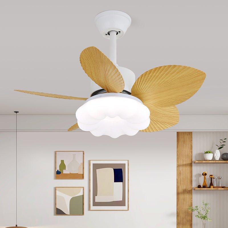 Plafonnier Ventilateur Liora en Bois Tropical, Modèle D