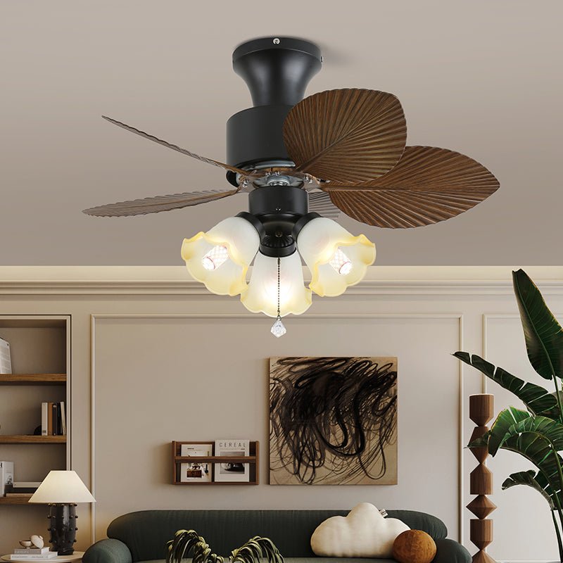 Plafonnier Ventilateur Liora Tropical en Verre, Modèle C