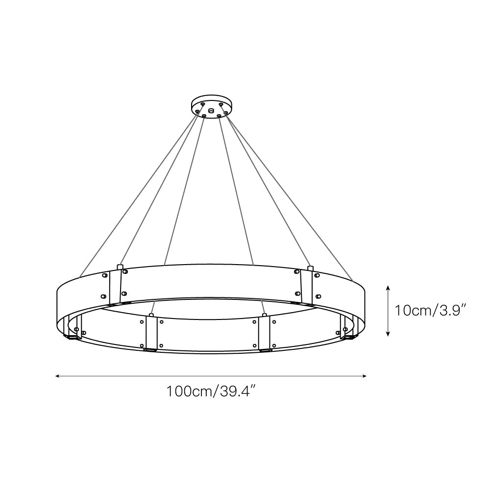 Parallel Modern Minimalist Ring Glass Chandelier - Lamp Copper