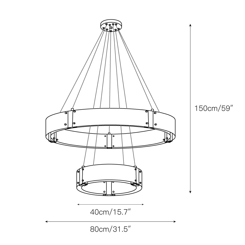 Parallel Modern Minimalist Ring Glass Chandelier - Lamp Copper