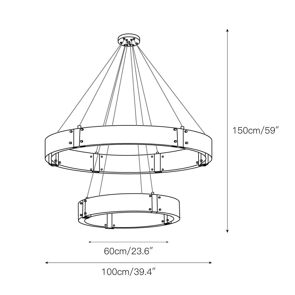 Parallel Modern Minimalist Ring Glass Chandelier - Lamp Copper