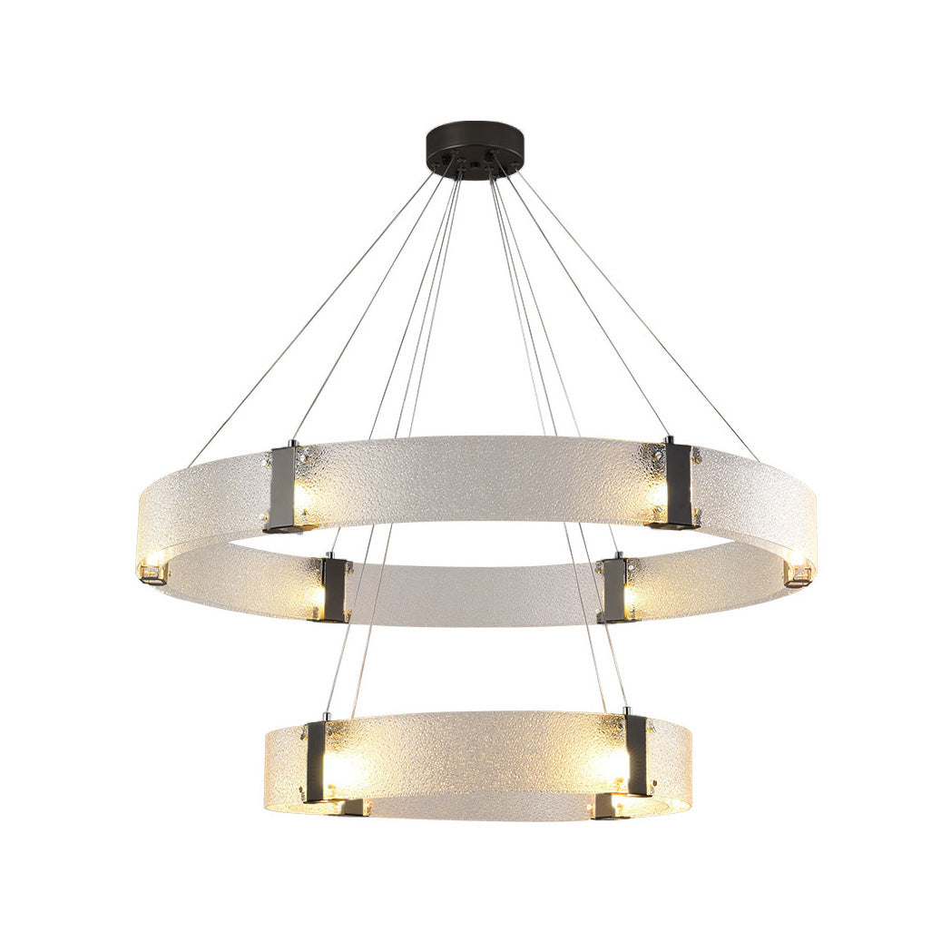 Parallel Modern Minimalist Ring Glass Chandelier - Lamp Copper