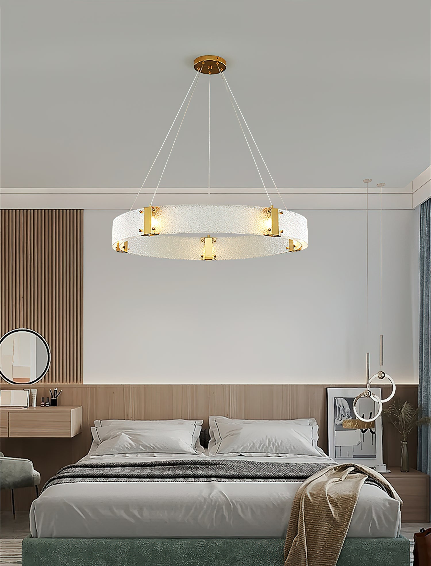 Parallel Modern Minimalist Ring Glass Chandelier - Lamp Copper