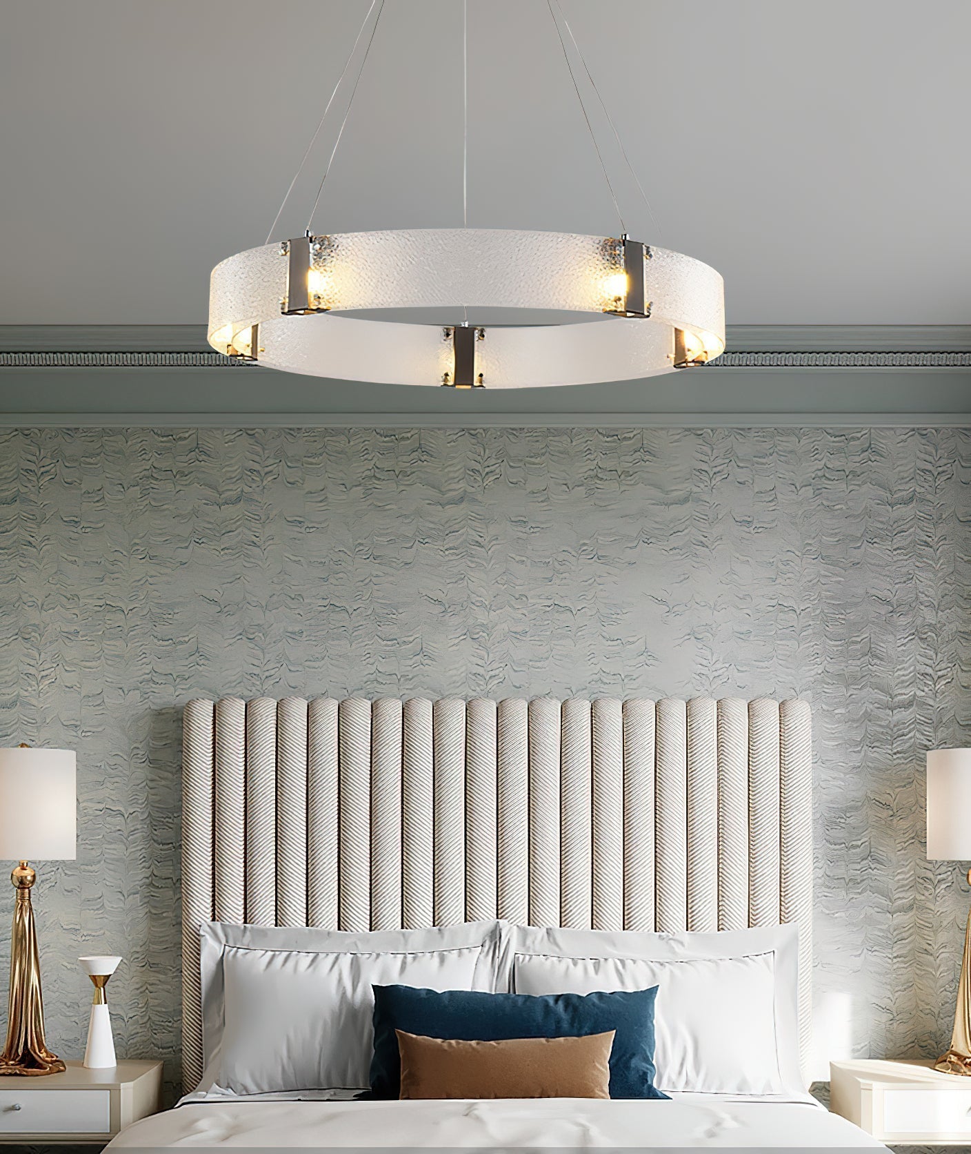 Parallel Modern Minimalist Ring Glass Chandelier - Lamp Copper