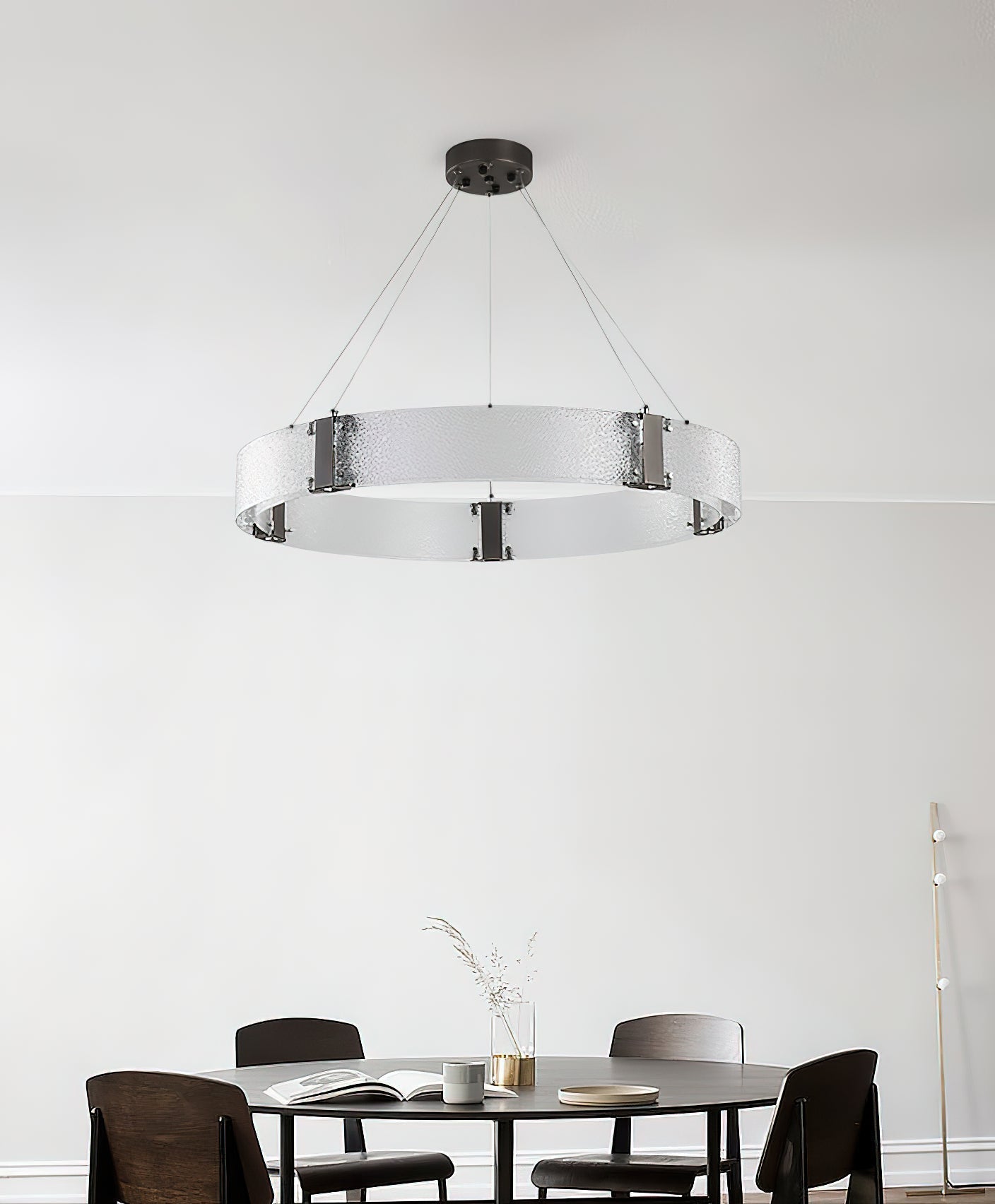 Parallel Modern Minimalist Ring Glass Chandelier - Lamp Copper