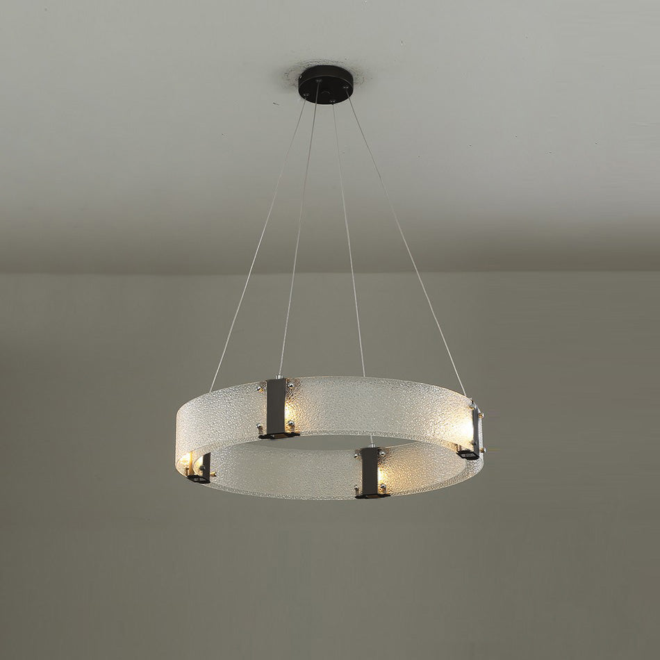 Parallel Modern Minimalist Ring Glass Chandelier - Lamp Copper