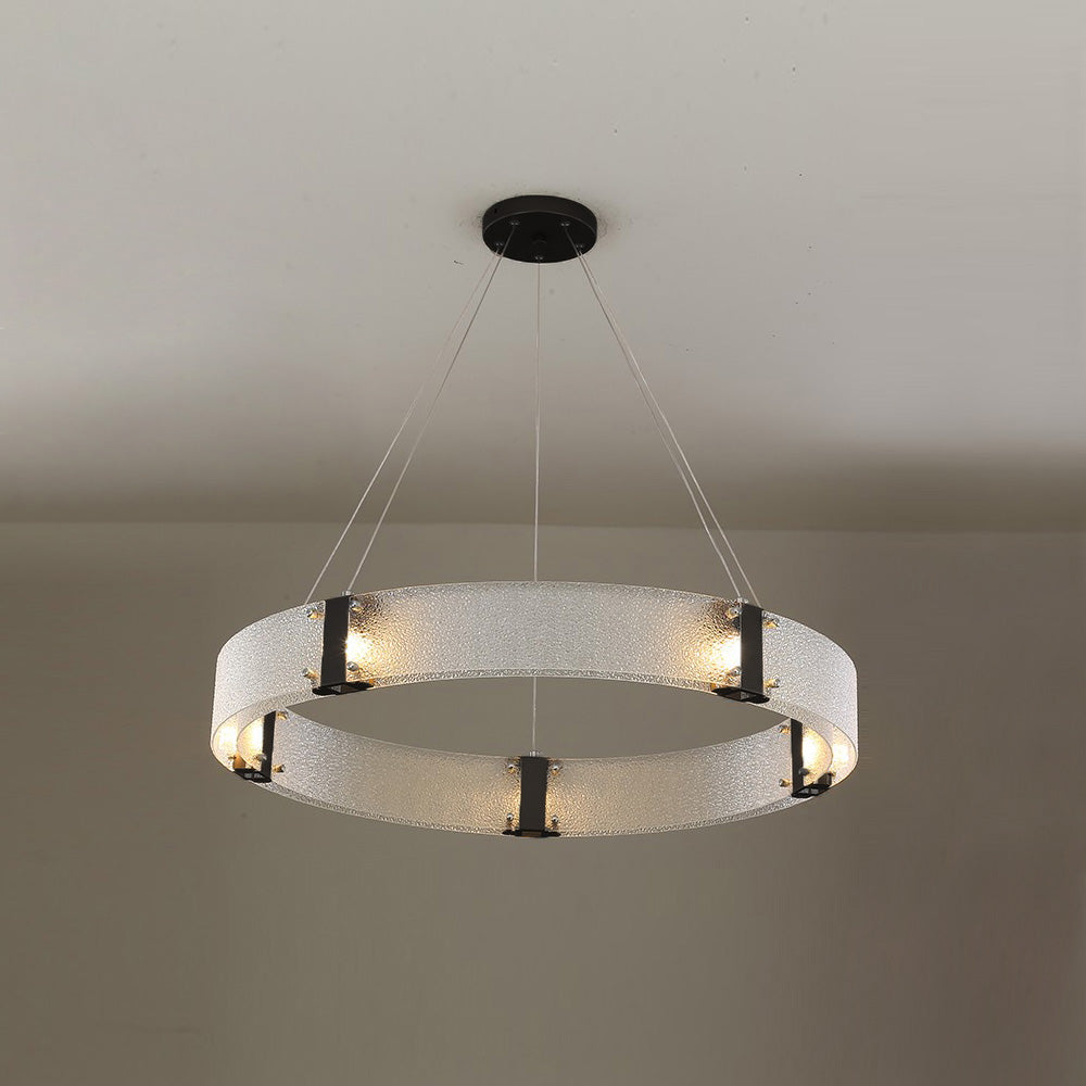 Parallel Modern Minimalist Ring Glass Chandelier - Lamp Copper