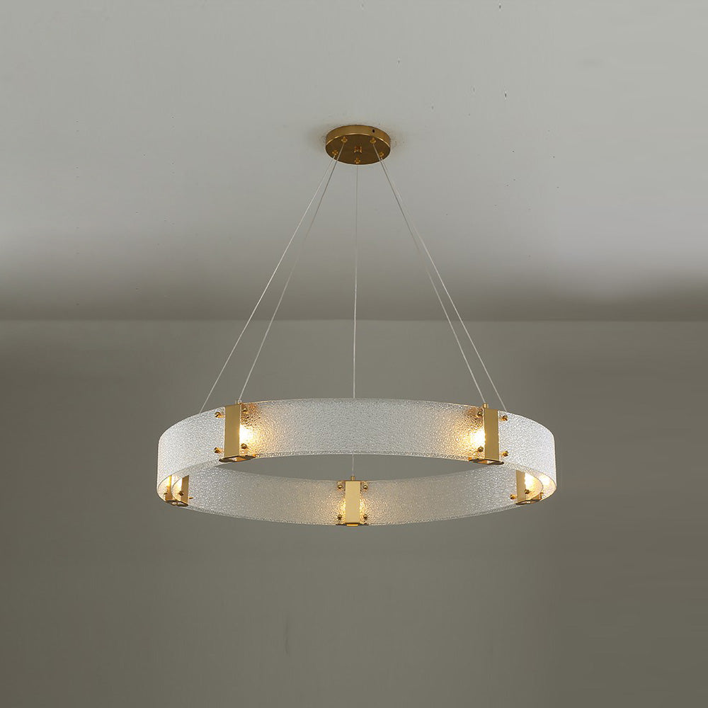 Parallel Modern Minimalist Ring Glass Chandelier - Lamp Copper