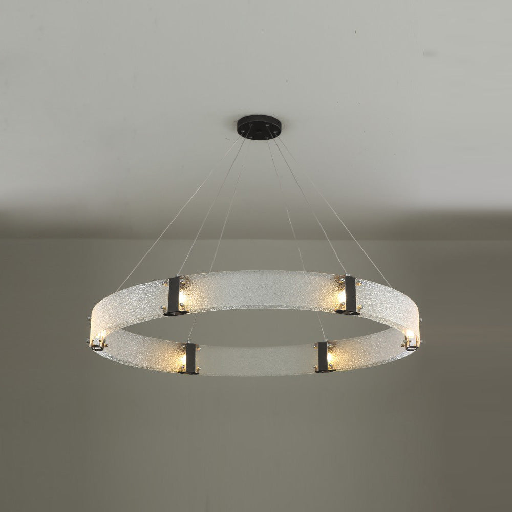 Parallel Modern Minimalist Ring Glass Chandelier - Lamp Copper