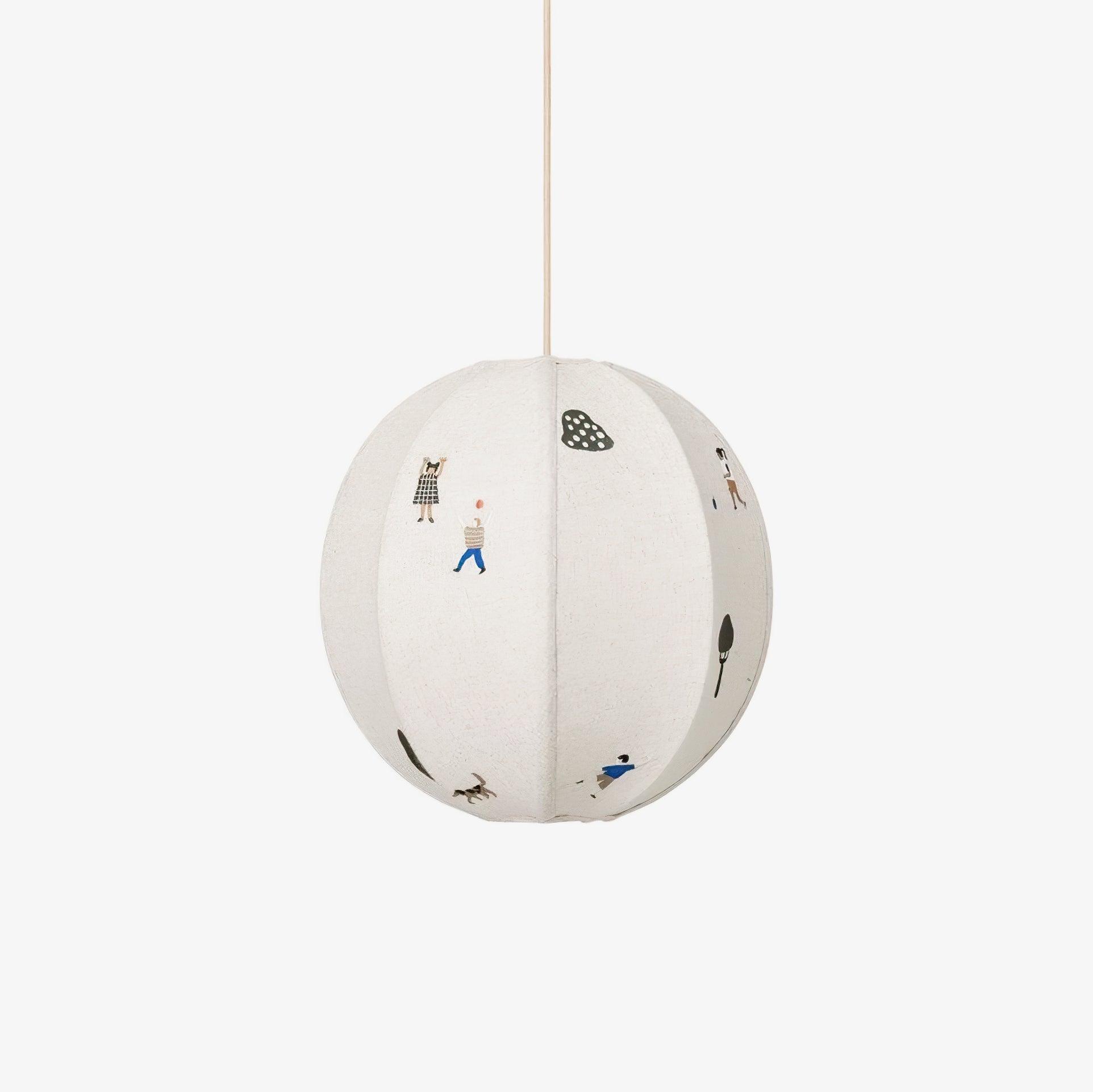 Elva Suspension Boule en Papier avec Motifs Dessinés