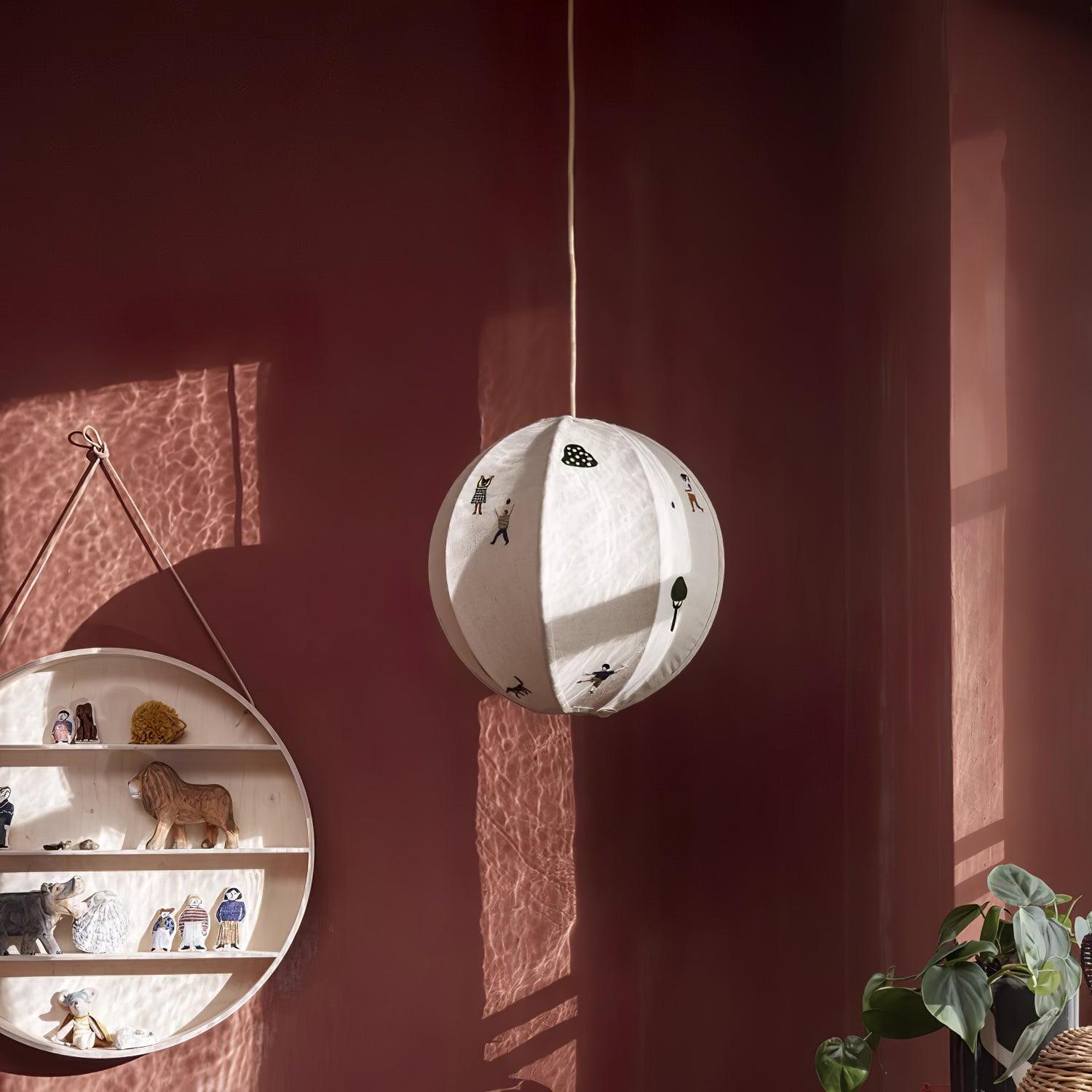 Elva Suspension Boule en Papier avec Motifs Dessinés