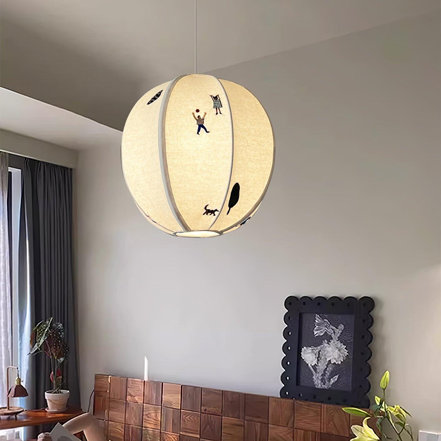 Elva Suspension Boule en Papier avec Motifs Dessinés