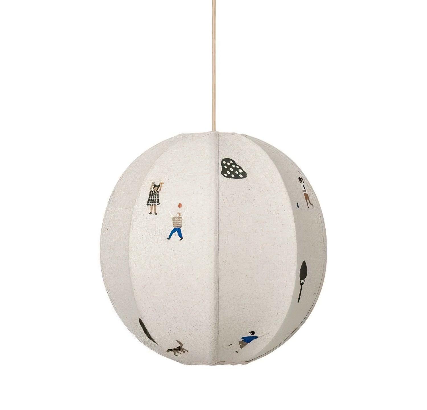 Elva Suspension Boule en Papier avec Motifs Dessinés