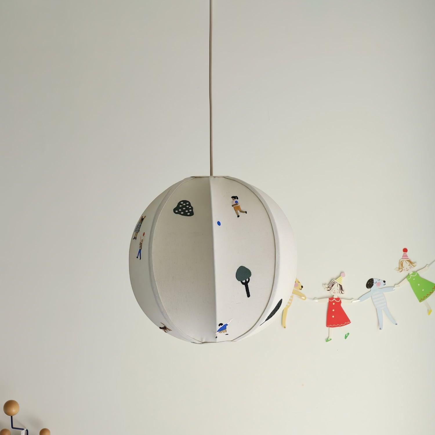 Elva Suspension Boule en Papier avec Motifs Dessinés