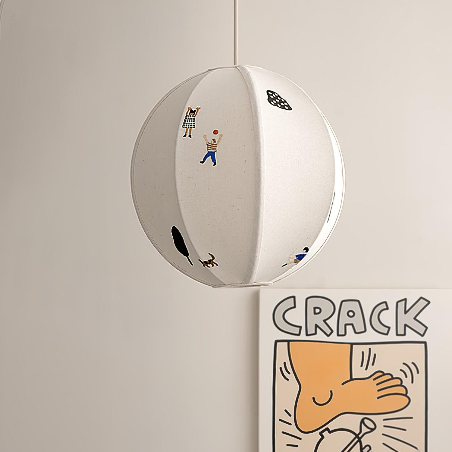 Elva Suspension Boule en Papier avec Motifs Dessinés
