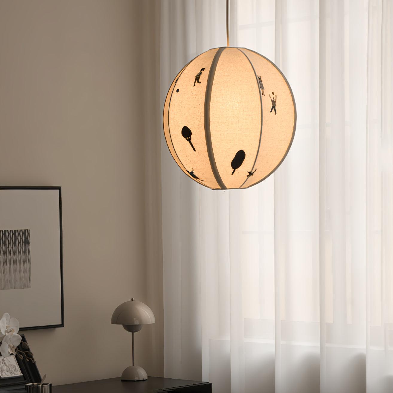 Elva Suspension Boule en Papier avec Motifs Dessinés