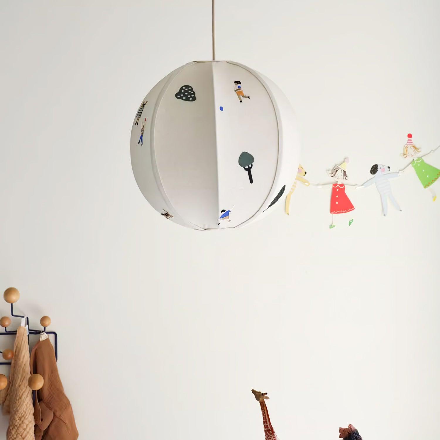 Elva Suspension Boule en Papier avec Motifs Dessinés
