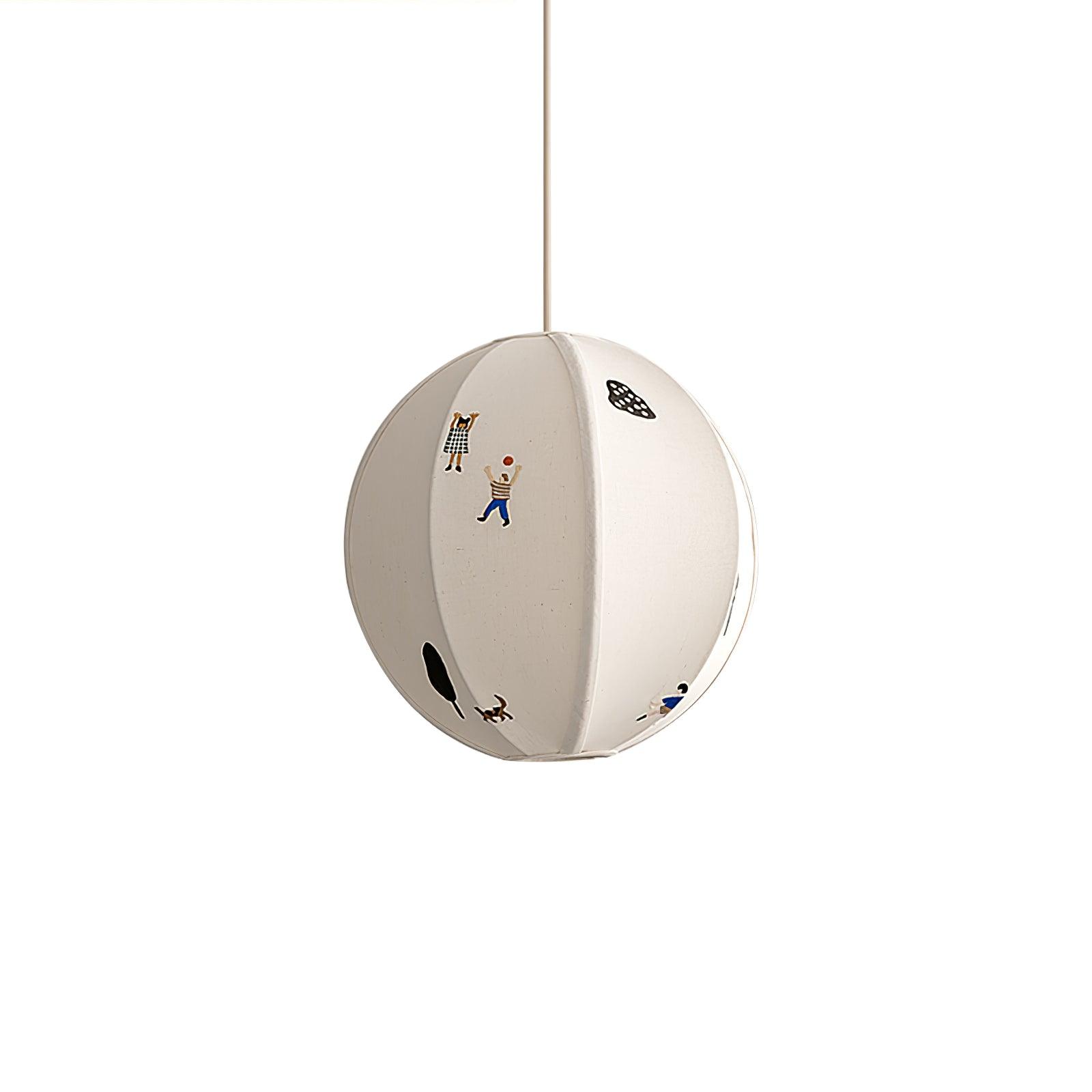 Elva Suspension Boule en Papier avec Motifs Dessinés