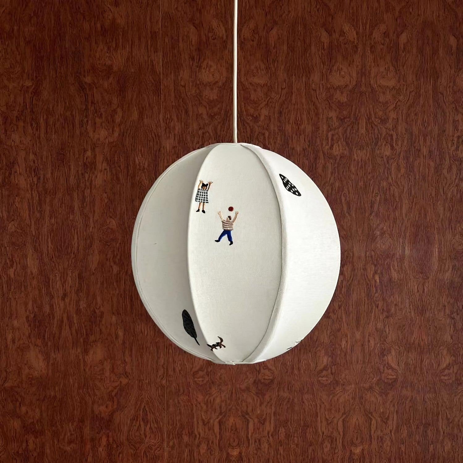 Elva Suspension Boule en Papier avec Motifs Dessinés