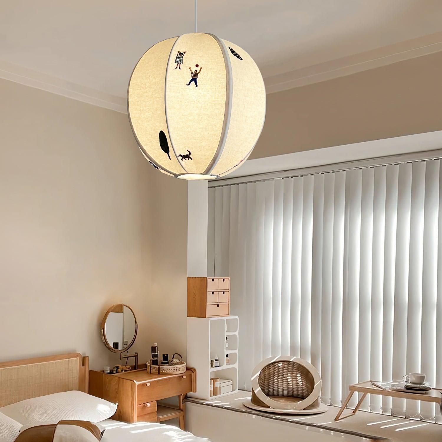 Elva Suspension Boule en Papier avec Motifs Dessinés
