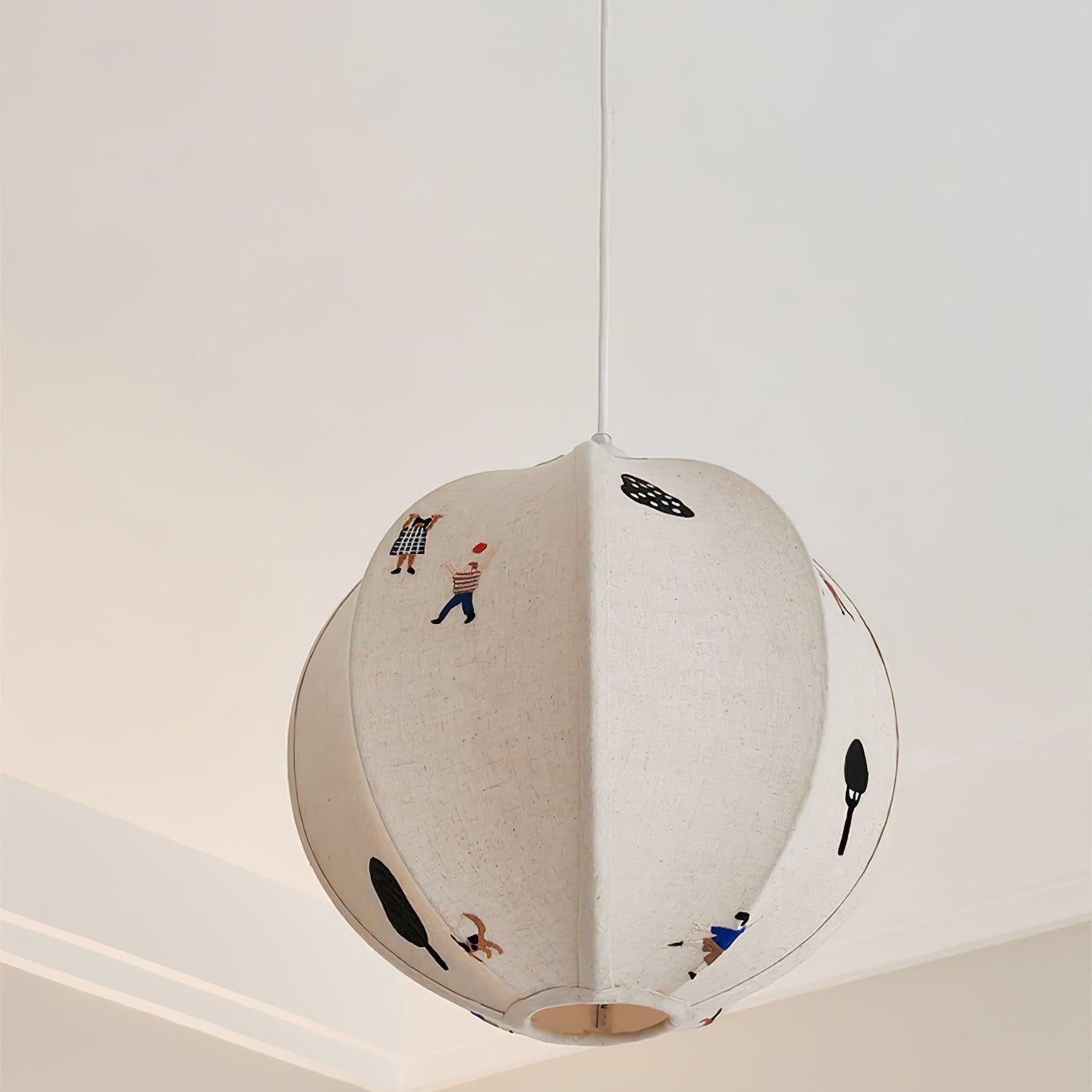 Elva Suspension Boule en Papier avec Motifs Dessinés