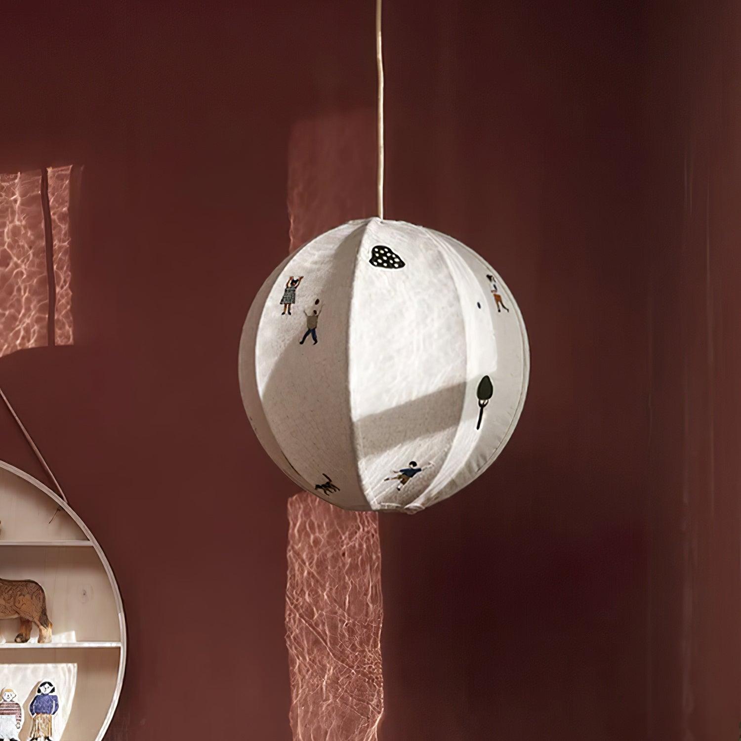 Elva Suspension Boule en Papier avec Motifs Dessinés