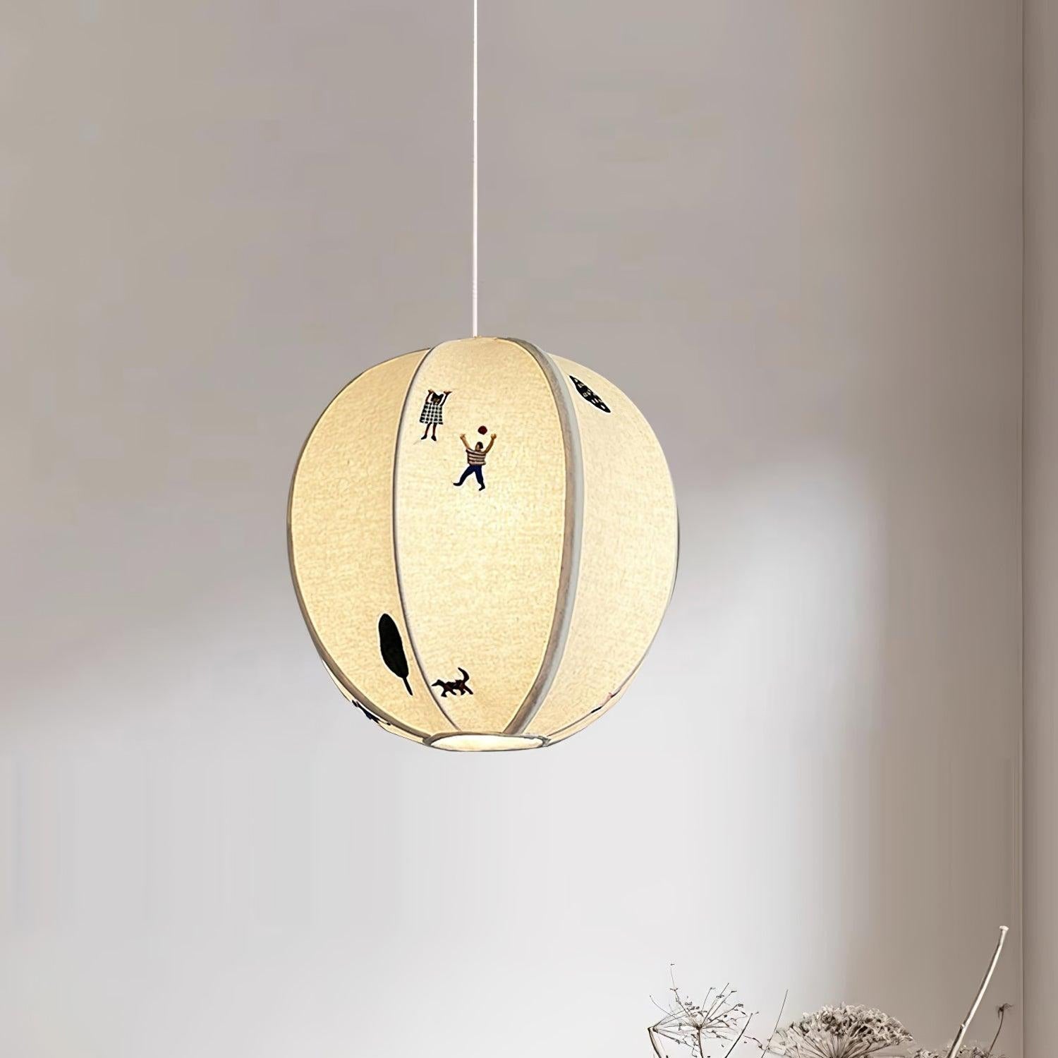 Elva Suspension Boule en Papier avec Motifs Dessinés