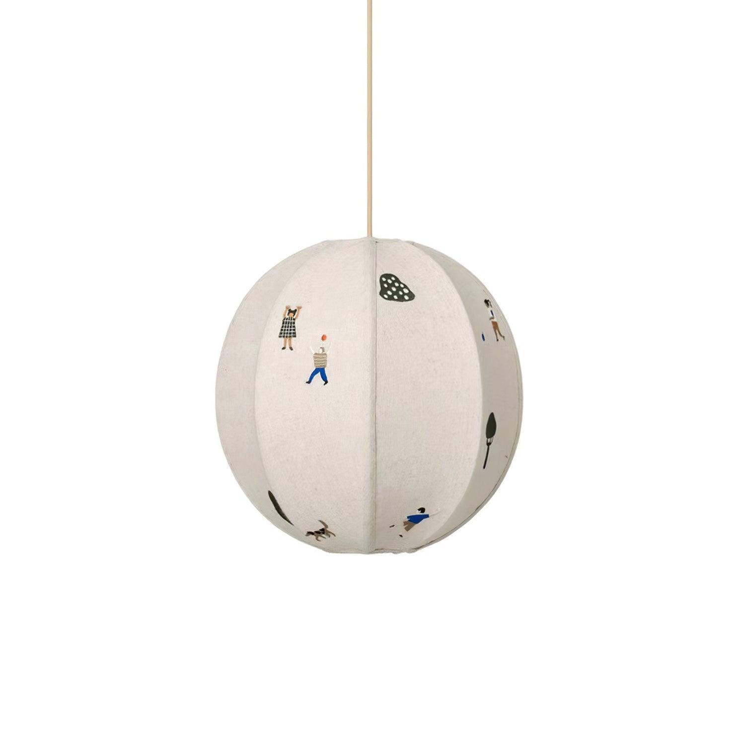 Elva Suspension Boule en Papier avec Motifs Dessinés