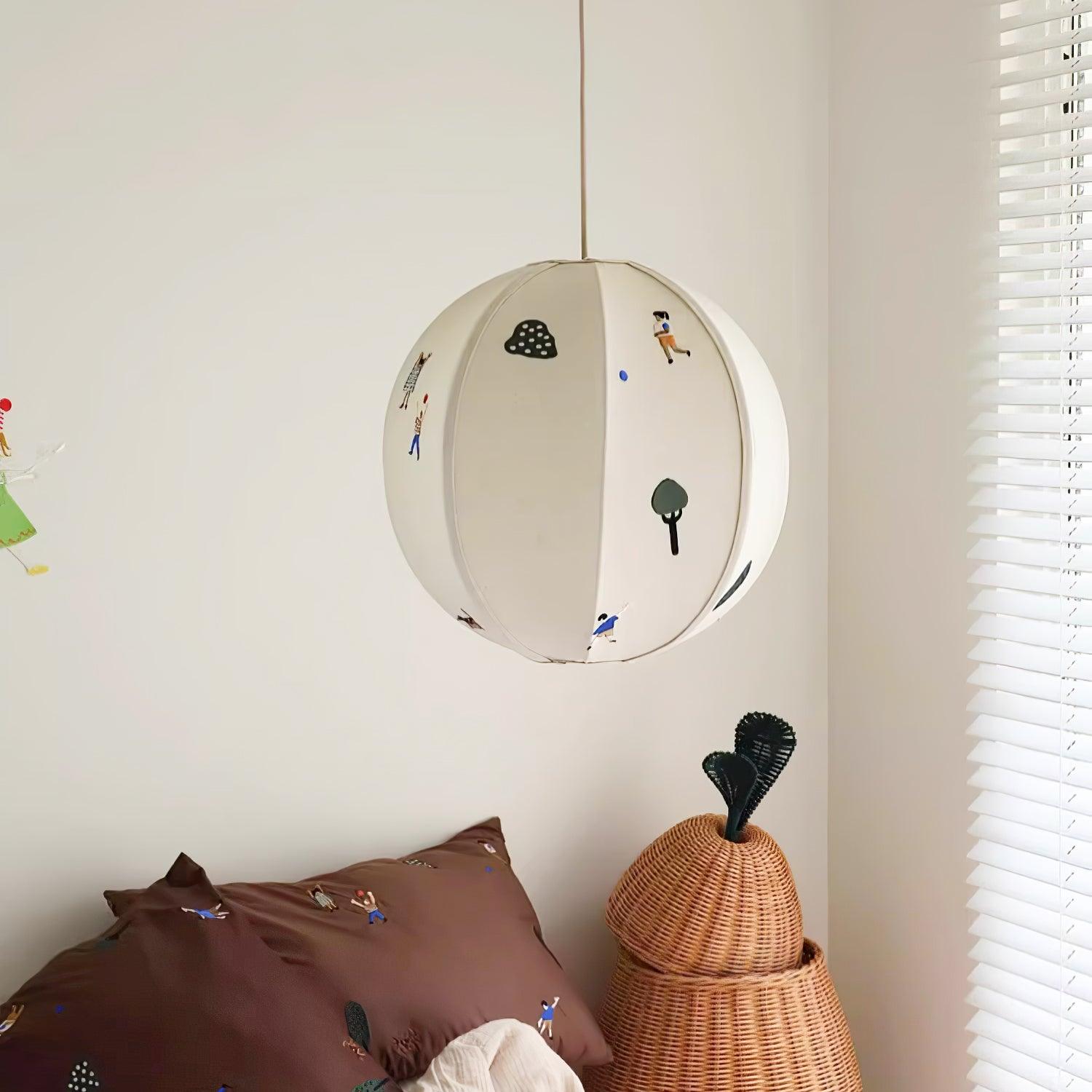 Elva Suspension Boule en Papier avec Motifs Dessinés