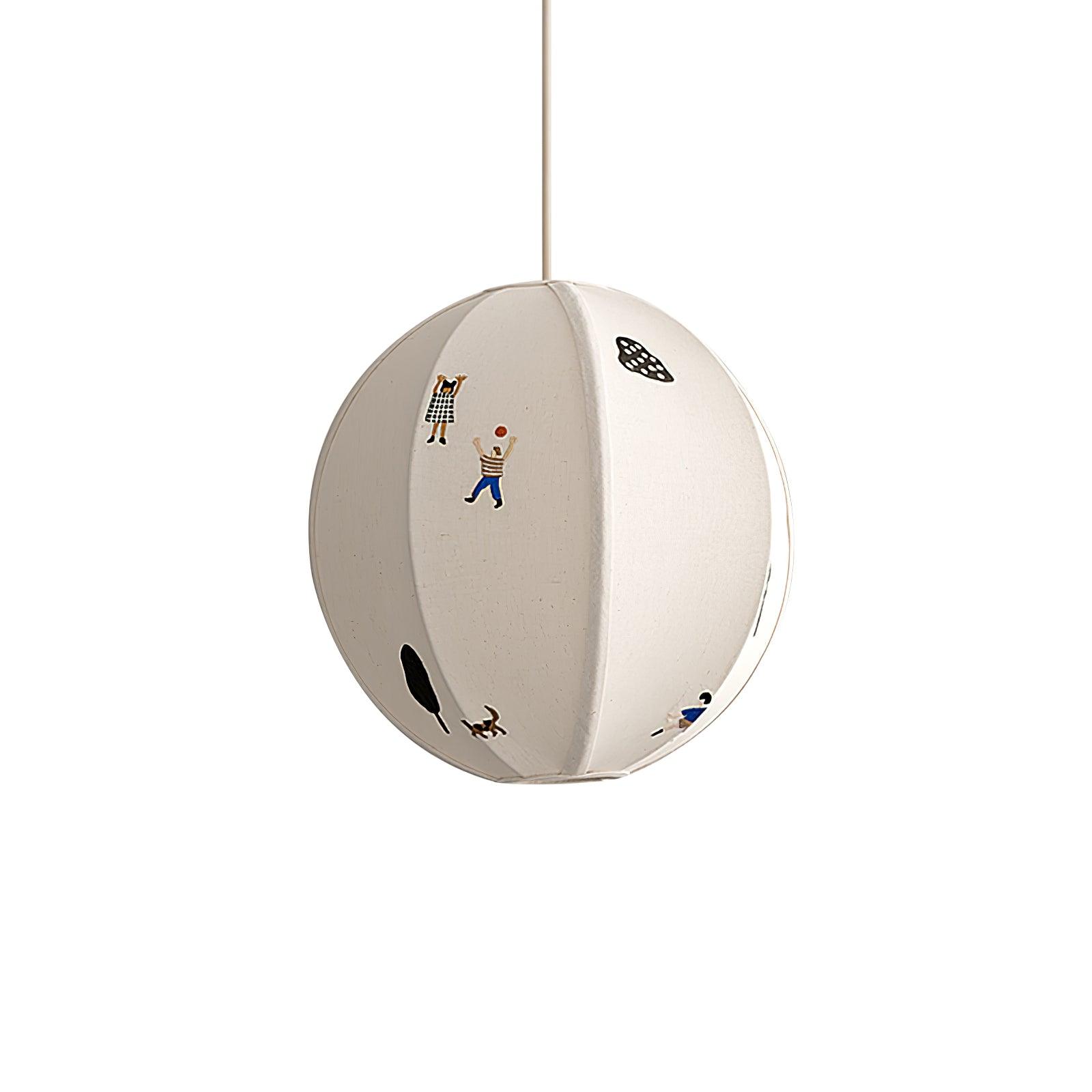 Elva Suspension Boule en Papier avec Motifs Dessinés