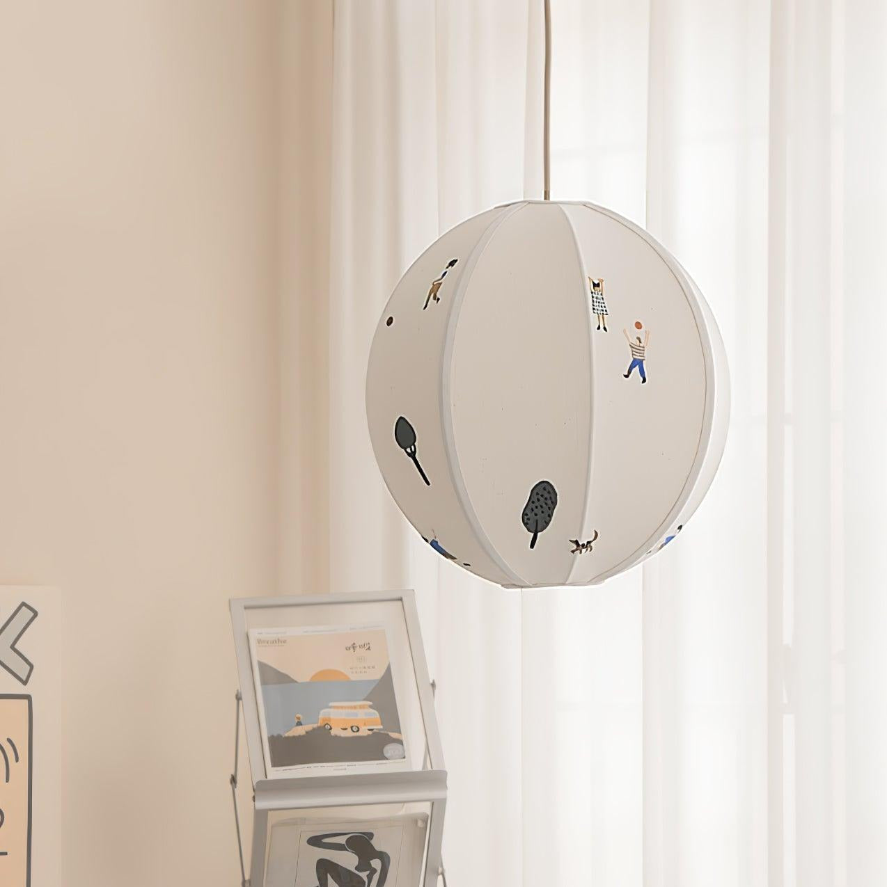Elva Suspension Boule en Papier avec Motifs Dessinés